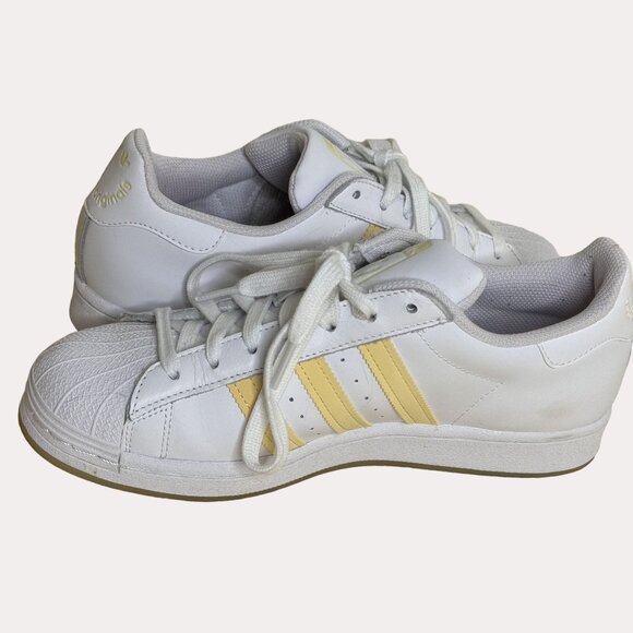 Adidas Womens Superstar Low Shoes Sneakers Easy Yellow White 8.5 - Picture 7 of 10